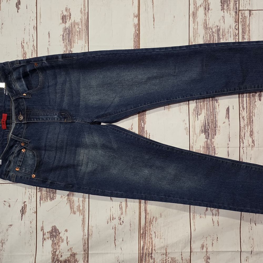MBX Dark Blue Straight Leg Jeans with Subtle Fading